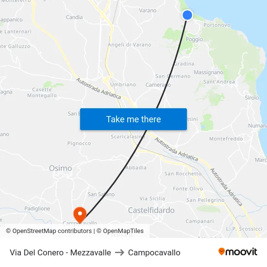 Via Del Conero - Mezzavalle to Campocavallo map