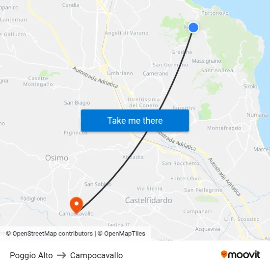 Poggio Alto to Campocavallo map