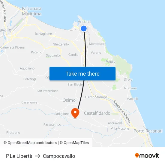 Liberty Square to Campocavallo map