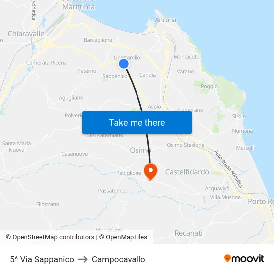 5th Via Sappanico to Campocavallo map