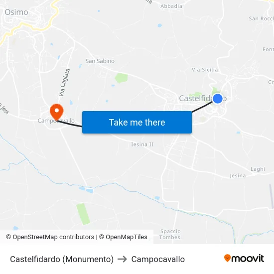 Castelfidardo (Monument) to Campocavallo map