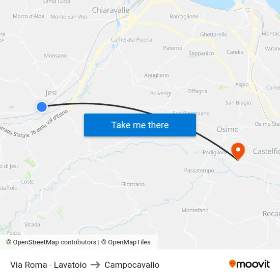 Via Roma - Washhouse to Campocavallo map