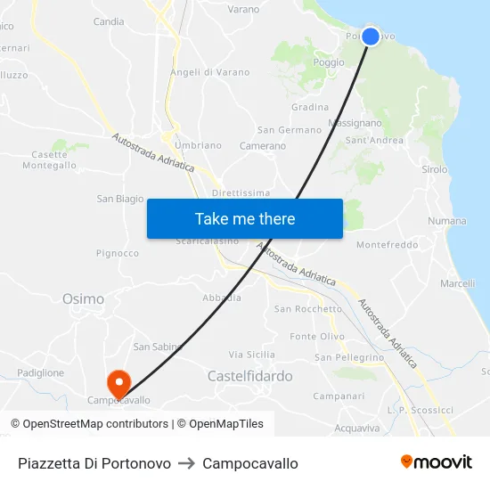 Piazzetta Di Portonovo to Campocavallo map