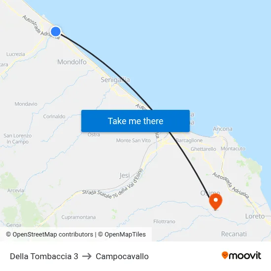 Della Tombaccia 3 to Campocavallo map