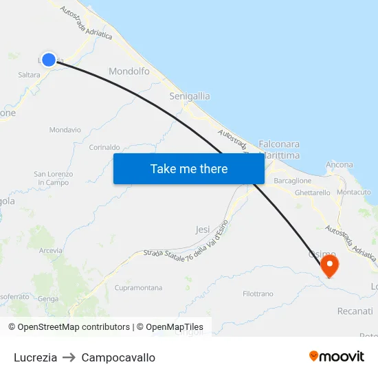 Lucrezia to Campocavallo map