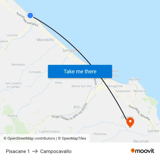 Pisacane 1 to Campocavallo map