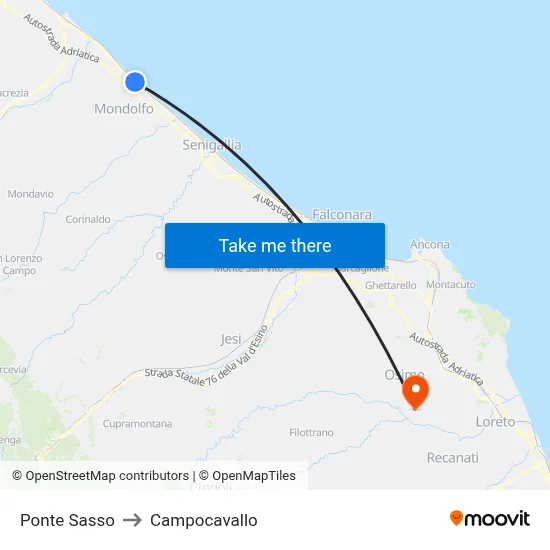 Ponte Sasso to Campocavallo map