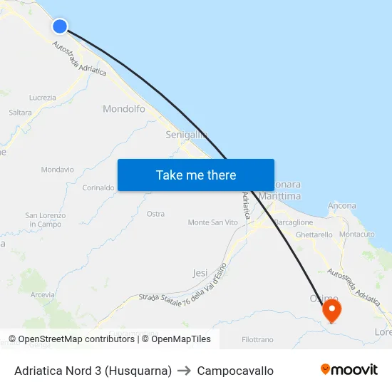 North Adriatic 3 (Husqvarna) to Campocavallo map