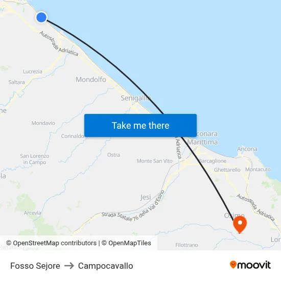 Fosso Sejore to Campocavallo map