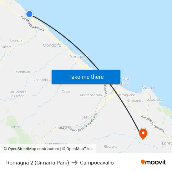 Romagna 2 (Gimarra Park) to Campocavallo map