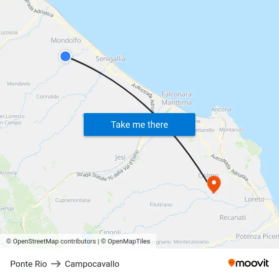 Ponte Rio to Campocavallo map