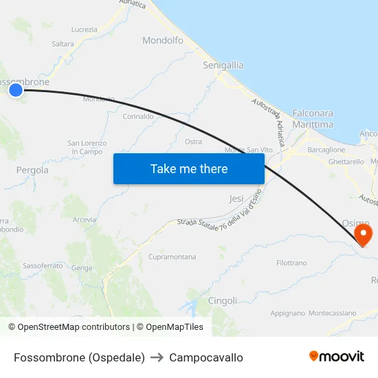 Fossombrone (Ospedale) to Campocavallo map