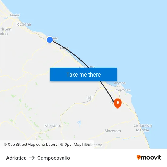 Adriatica to Campocavallo map