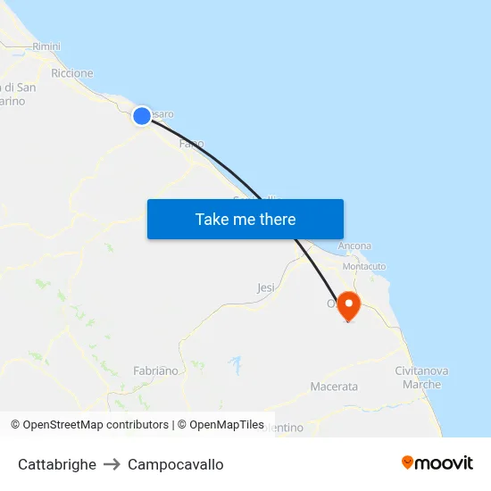Cattabrighe to Campocavallo map