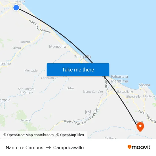 Nanterre Campus to Campocavallo map
