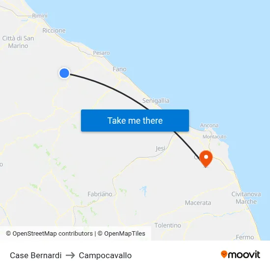 Case Bernardi to Campocavallo map