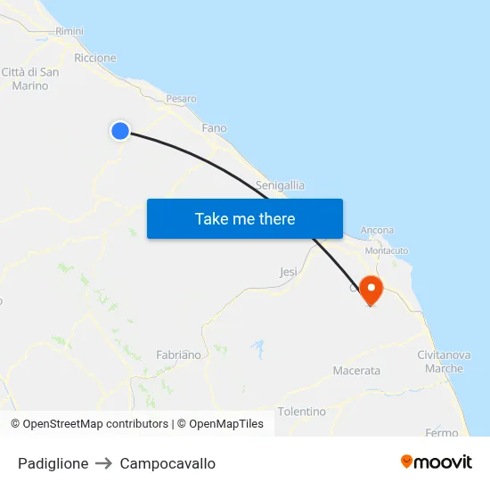 Pavilion to Campocavallo map