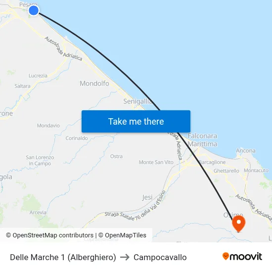 Delle Marche 1 (Hospitality School) to Campocavallo map