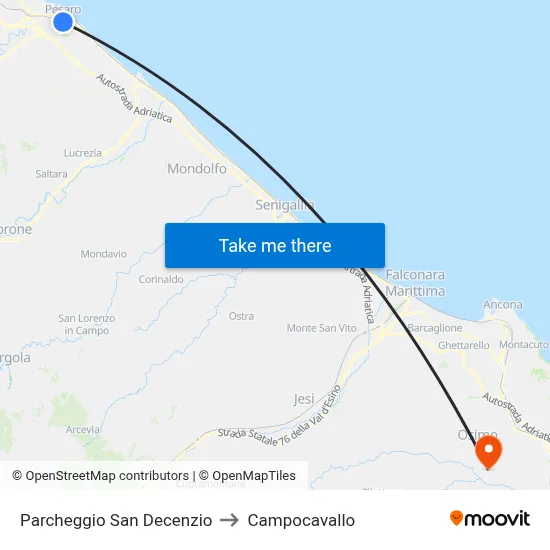 San Decenzio Parking to Campocavallo map