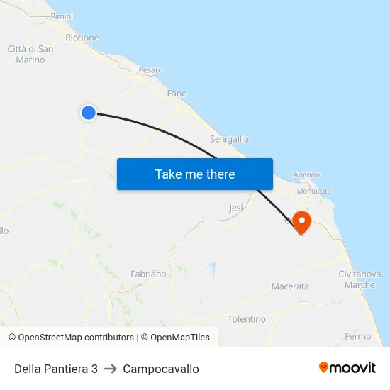 Della Pantiera 3 to Campocavallo map
