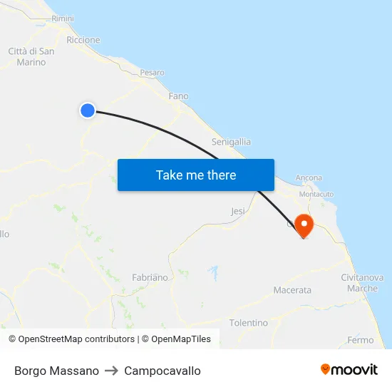 Borgo Massano to Campocavallo map