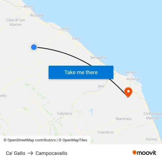 Ca' Gallo to Campocavallo map