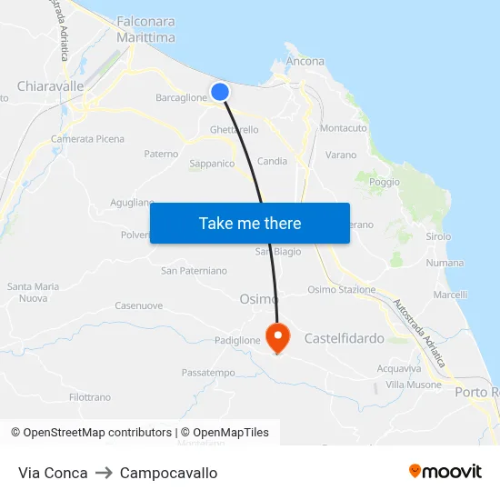 Conca Street to Campocavallo map
