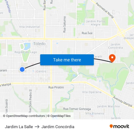 Jardim La Salle to Jardim Concórdia map