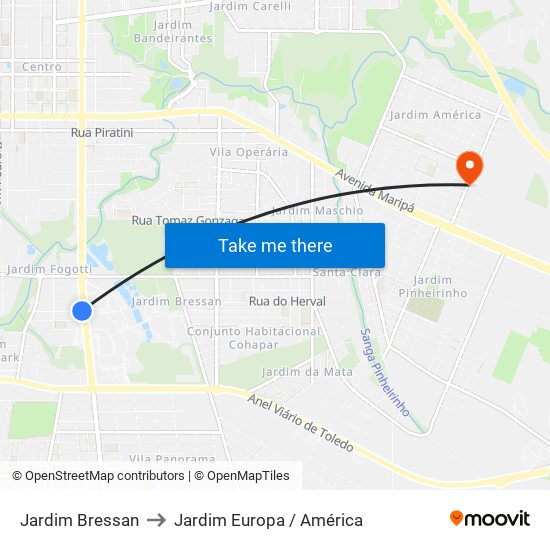 Jardim Bressan to Jardim Europa / América map