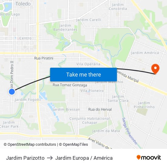 Jardim Parizotto to Jardim Europa / América map