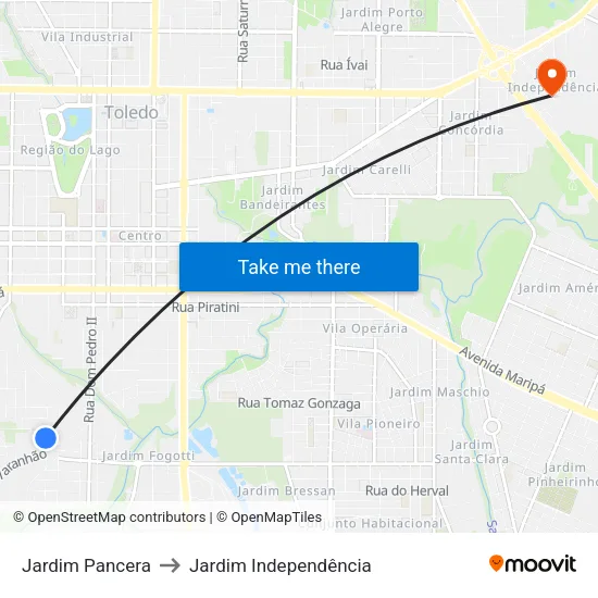 Jardim Pancera to Jardim Independência map