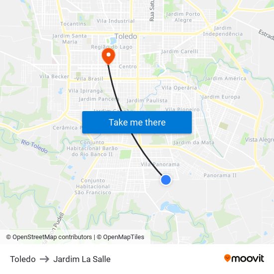 Toledo to Jardim La Salle map