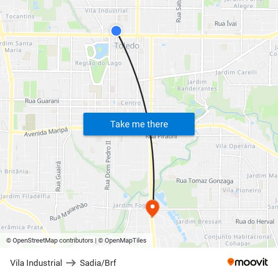 Vila Industrial to Sadia/Brf map