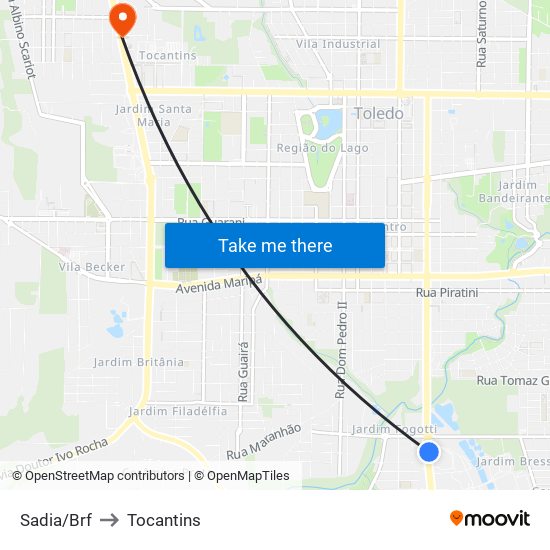 Sadia/Brf to Tocantins map