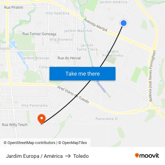 Jardim Europa / América to Toledo map