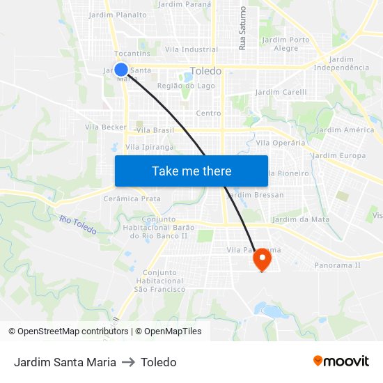 Jardim Santa Maria to Toledo map
