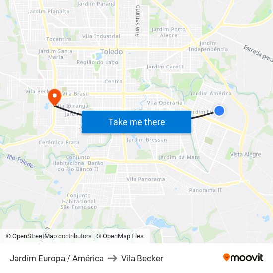 Jardim Europa / América to Vila Becker map