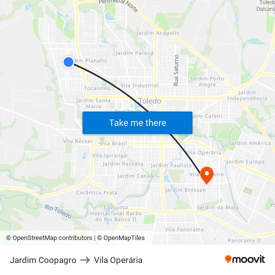Jardim Coopagro to Vila Operária map