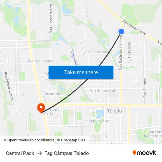 Central Pack to Fag Câmpus Toledo map