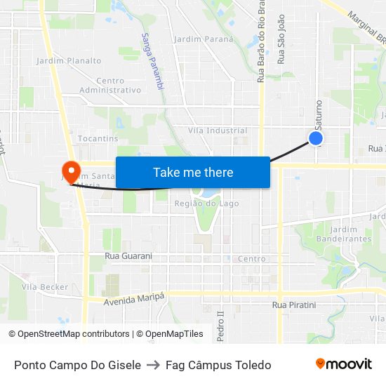 Ponto Campo Do Gisele to Fag Câmpus Toledo map