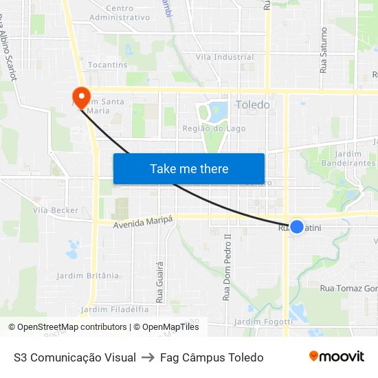 S3 Comunicação Visual to Fag Câmpus Toledo map