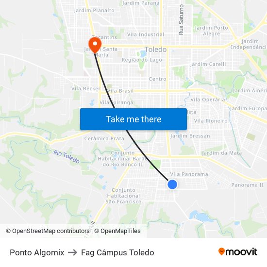 Ponto Algomix to Fag Câmpus Toledo map
