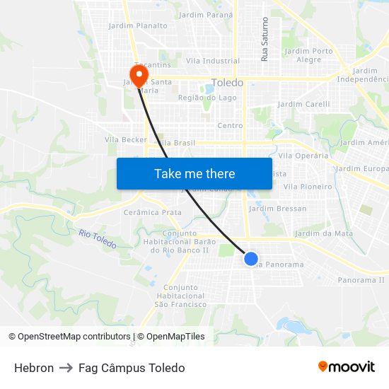 Hebron to Fag Câmpus Toledo map