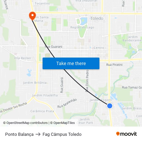 Ponto Balança to Fag Câmpus Toledo map