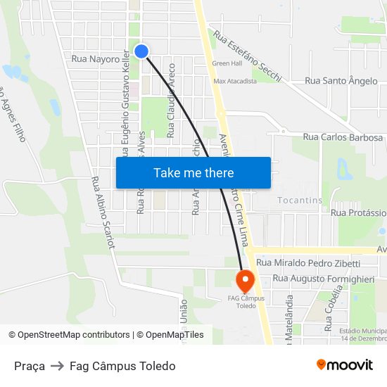 Praça to Fag Câmpus Toledo map