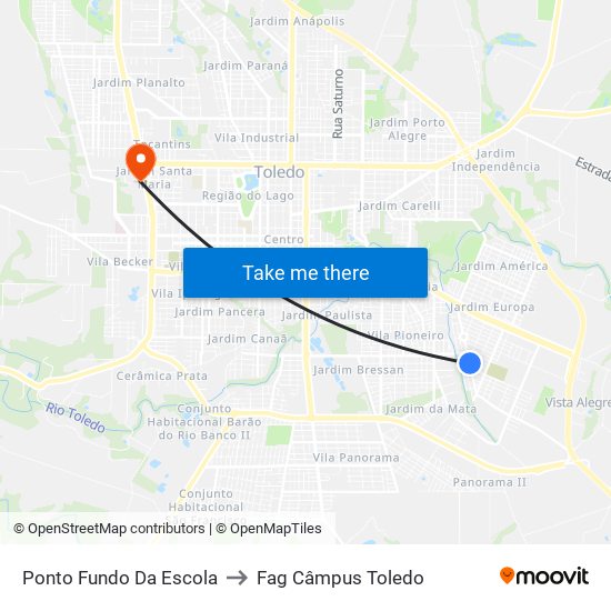 Ponto Fundo Da Escola to Fag Câmpus Toledo map