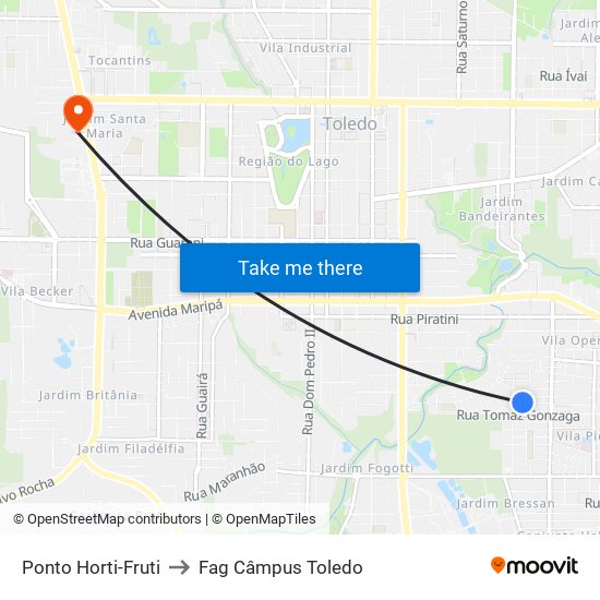 Ponto Horti-Fruti to Fag Câmpus Toledo map