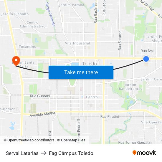 Serval Latarias to Fag Câmpus Toledo map