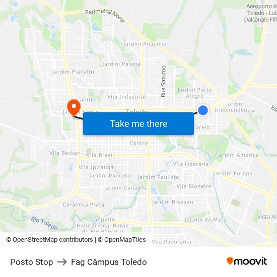 Posto Stop to Fag Câmpus Toledo map