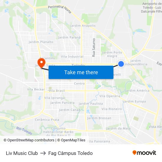 Liv Music Club to Fag Câmpus Toledo map